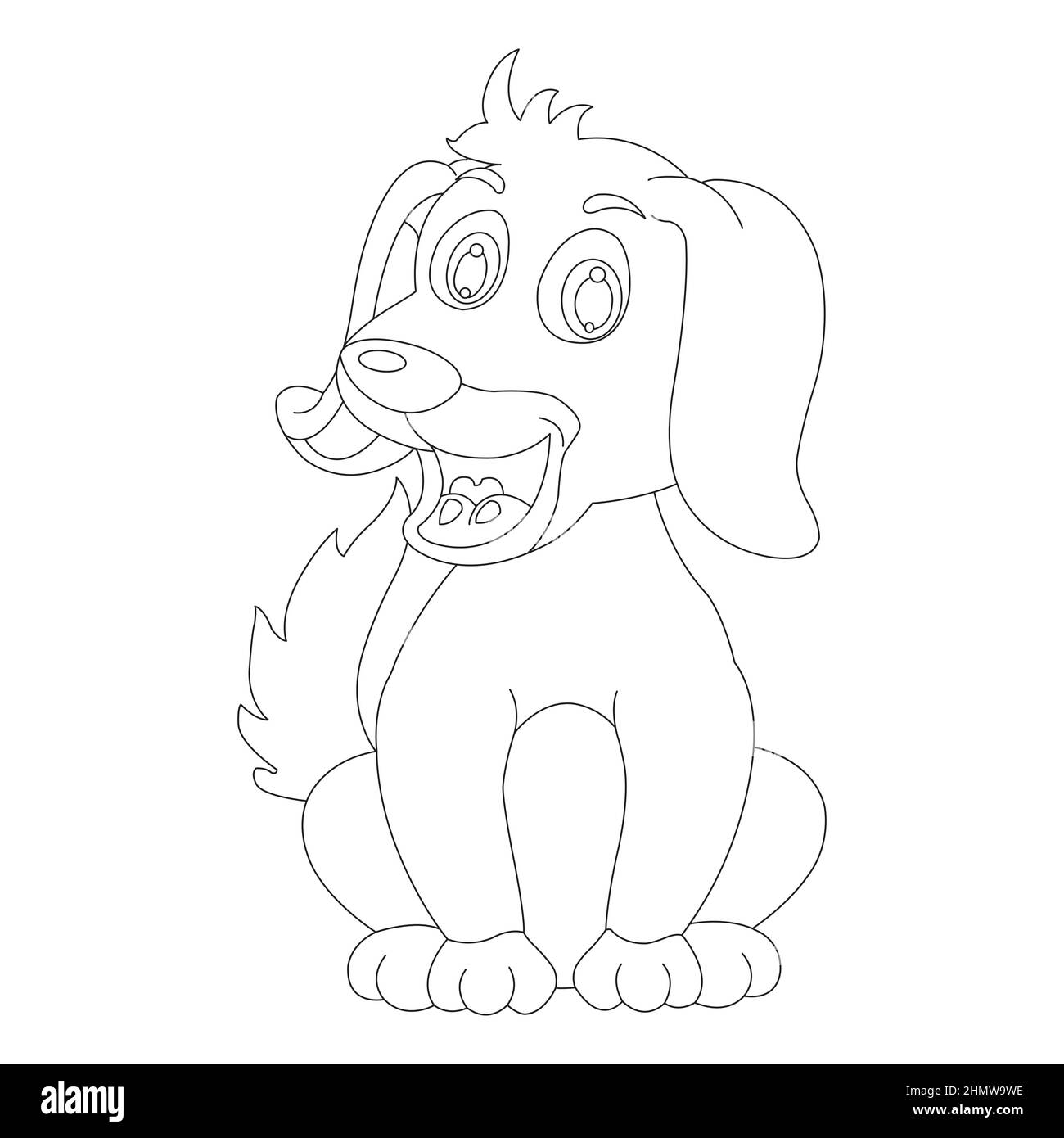 Mignon chiot chien contour page de coloriage pour enfants animal page de coloriage dessin animé illustration vectorielle Illustration de Vecteur