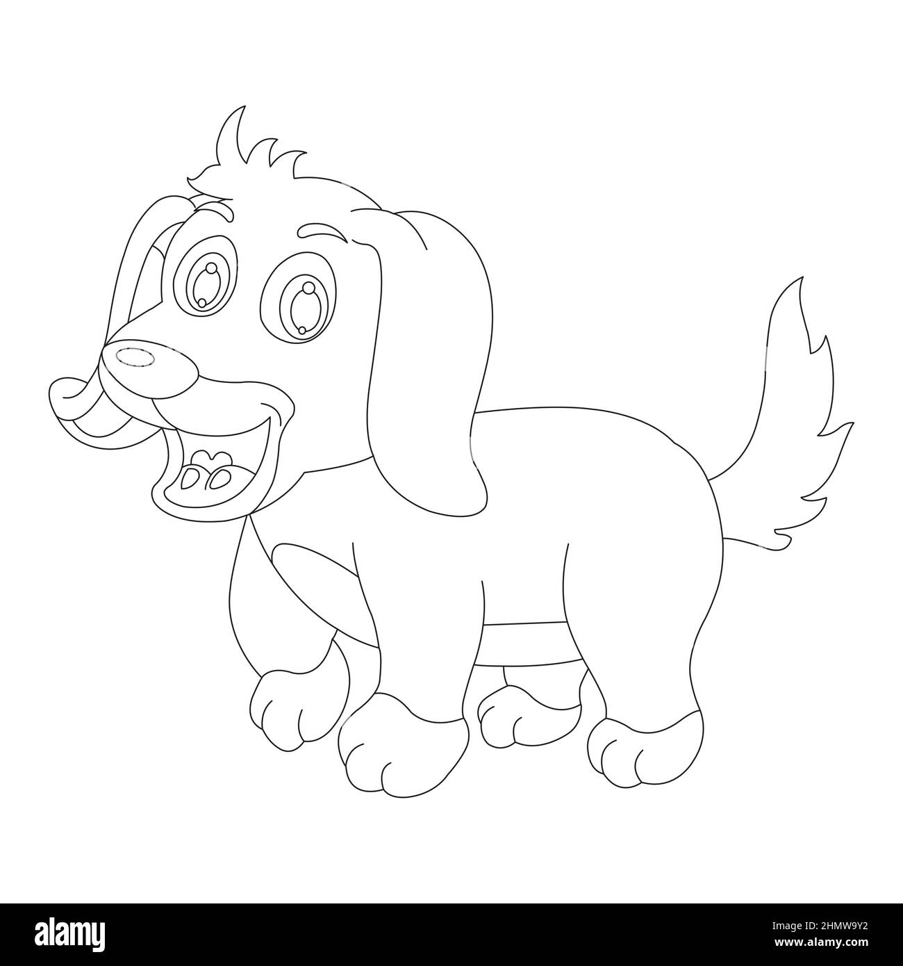 Mignon chiot chien contour page de coloriage pour enfants animal page de coloriage dessin animé illustration vectorielle Illustration de Vecteur