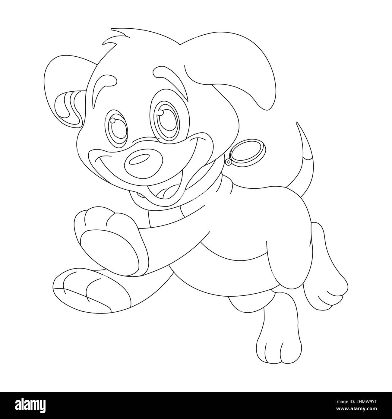 Mignon chiot chien contour page de coloriage pour enfants animal page de coloriage dessin animé illustration vectorielle Illustration de Vecteur