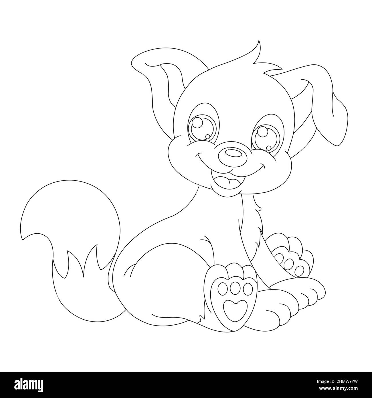 Mignon chiot chien contour page de coloriage pour enfants animal page de coloriage dessin animé illustration vectorielle Illustration de Vecteur