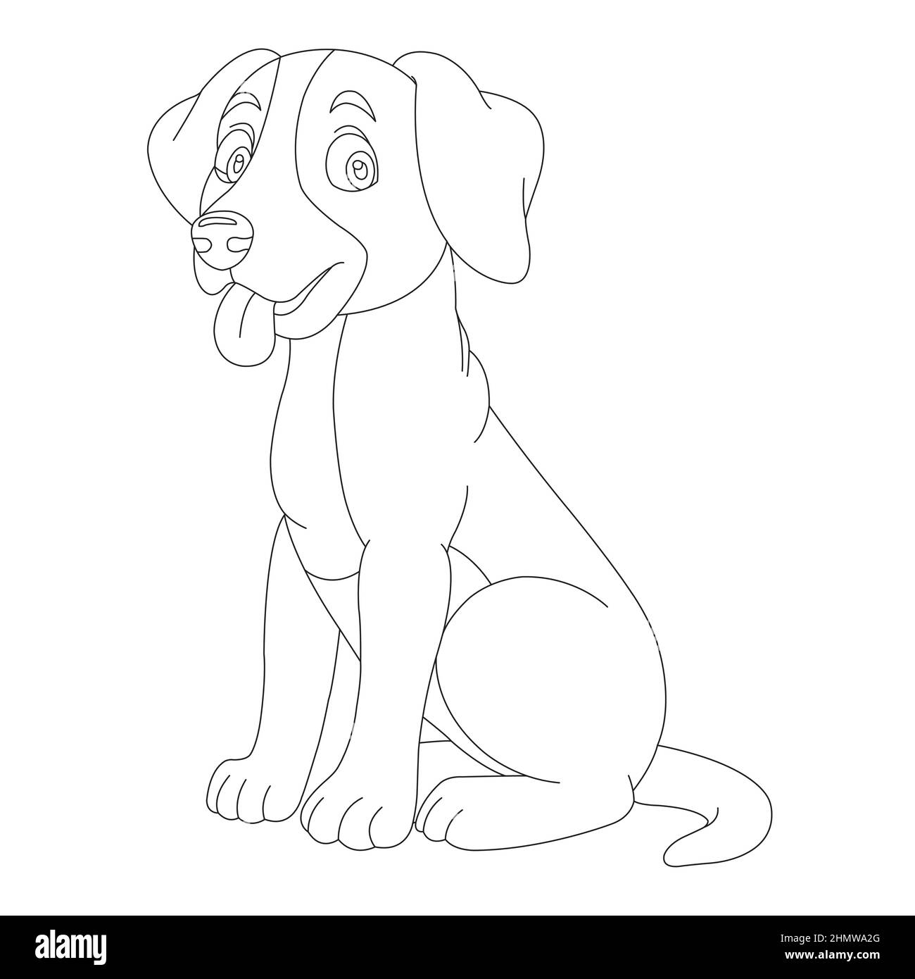 Mignon chiot chien contour page de coloriage pour enfants animal page de coloriage dessin animé illustration vectorielle Illustration de Vecteur