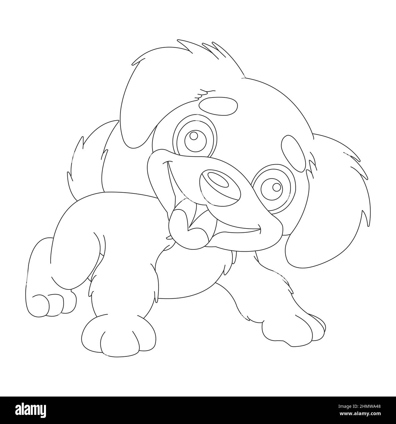 Mignon chiot chien contour page de coloriage pour enfants animal page de coloriage dessin animé illustration vectorielle Illustration de Vecteur