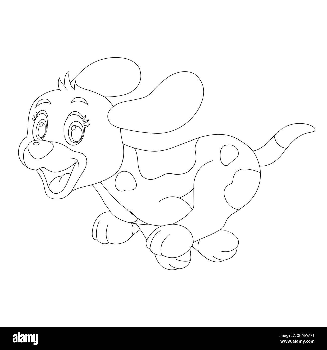 Mignon chiot chien contour page de coloriage pour enfants animal page de coloriage dessin animé illustration vectorielle Illustration de Vecteur