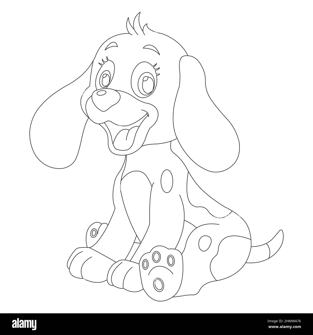 Mignon chiot chien contour page de coloriage pour enfants animal page de coloriage dessin animé illustration vectorielle Illustration de Vecteur