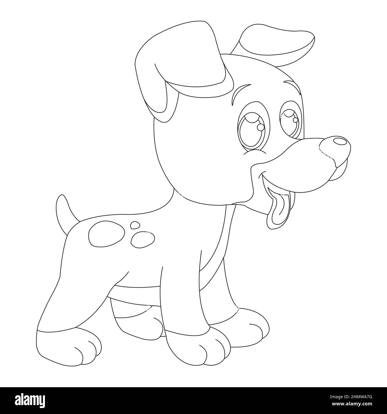 Mignon chiot chien contour page de coloriage pour enfants animal page de coloriage dessin animé illustration vectorielle Illustration de Vecteur