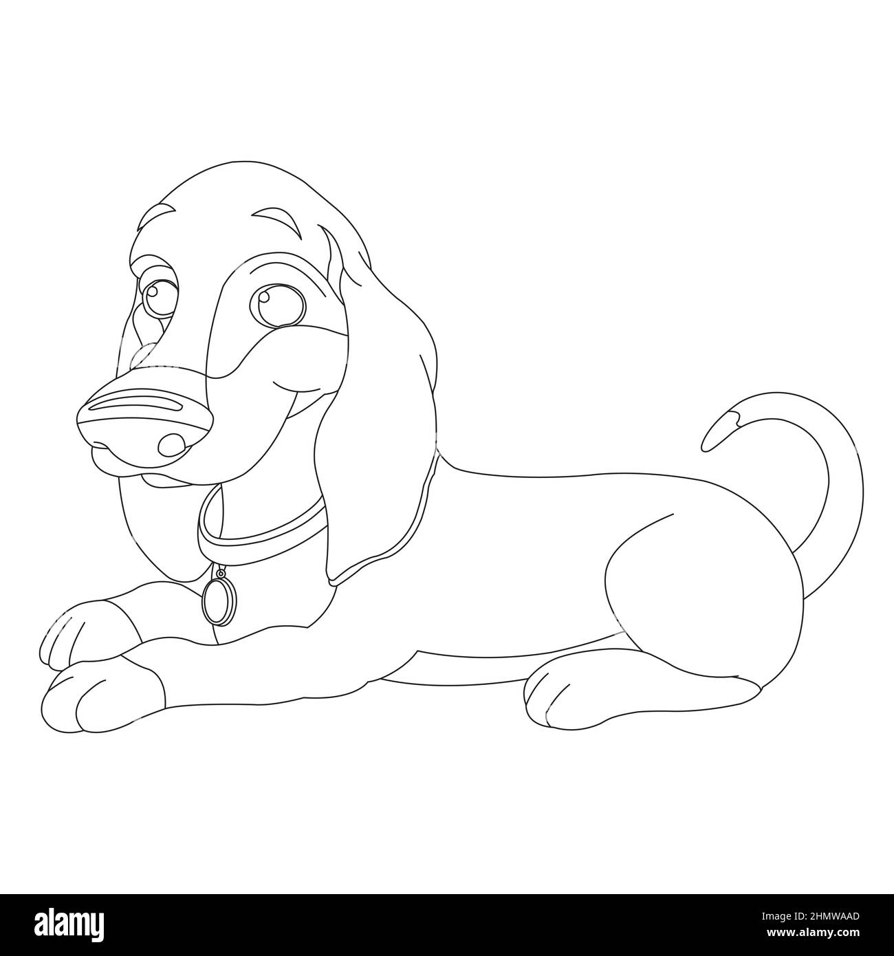 Mignon chiot chien contour page de coloriage pour enfants animal page de coloriage dessin animé illustration vectorielle Illustration de Vecteur