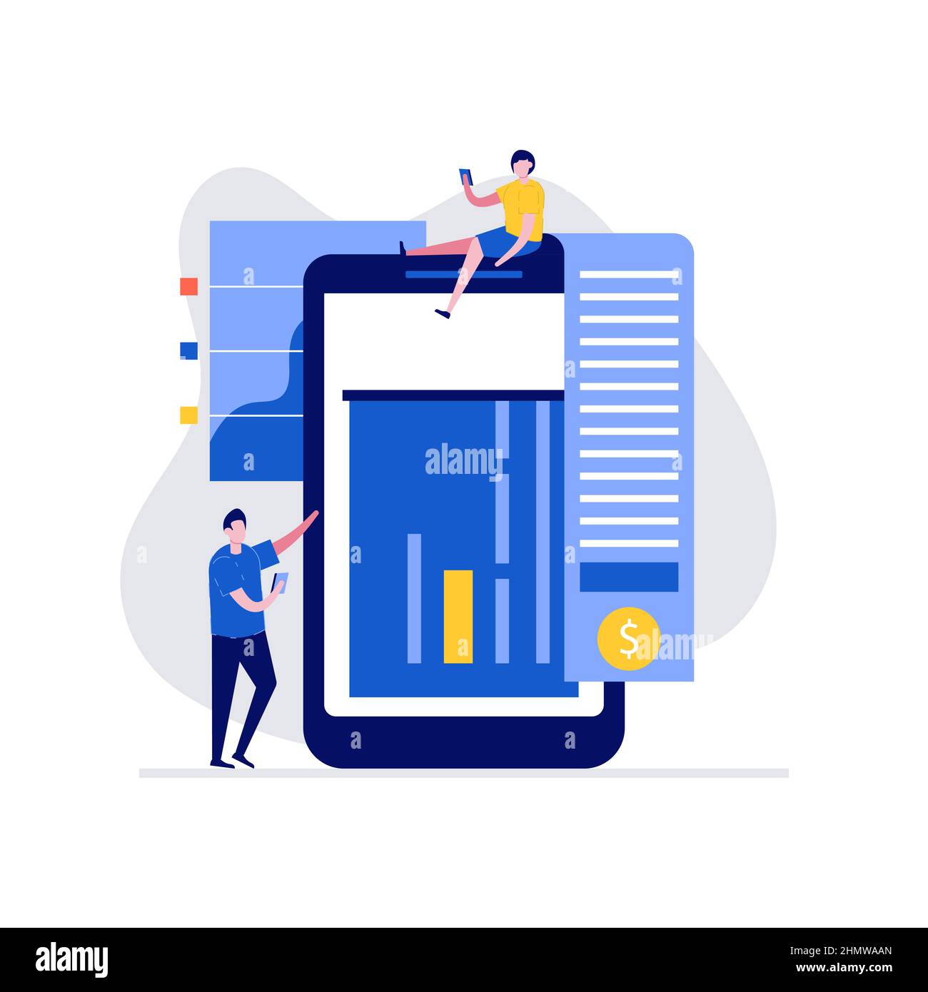 Le concept moderne de banque en ligne avec des personnages. Illustration vectorielle moderne de style plat pour la page d'arrivée, l'application mobile, l'affiche, la brochure, le modèle, interdiction web Illustration de Vecteur