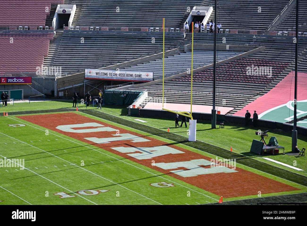 Vue générale de la zone finale des Utah Utes avant le match du Rose Bowl entre les Utah Utes et les Ohio State Buckeye, samedi 1 janvier 2022, Banque D'Images