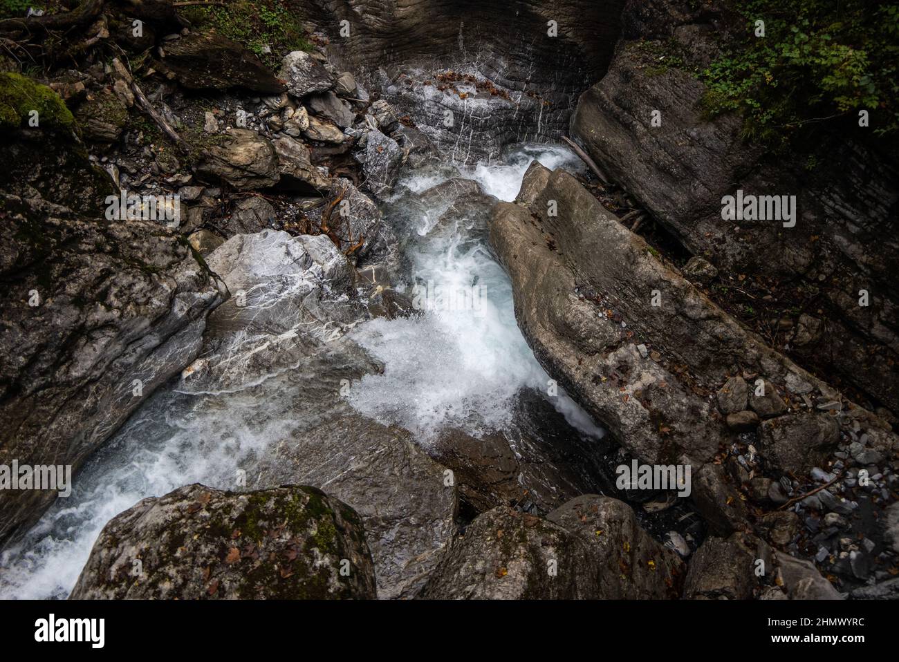 Belles chutes de Cholerenschlucht, Adelboden, Suisse Banque D'Images