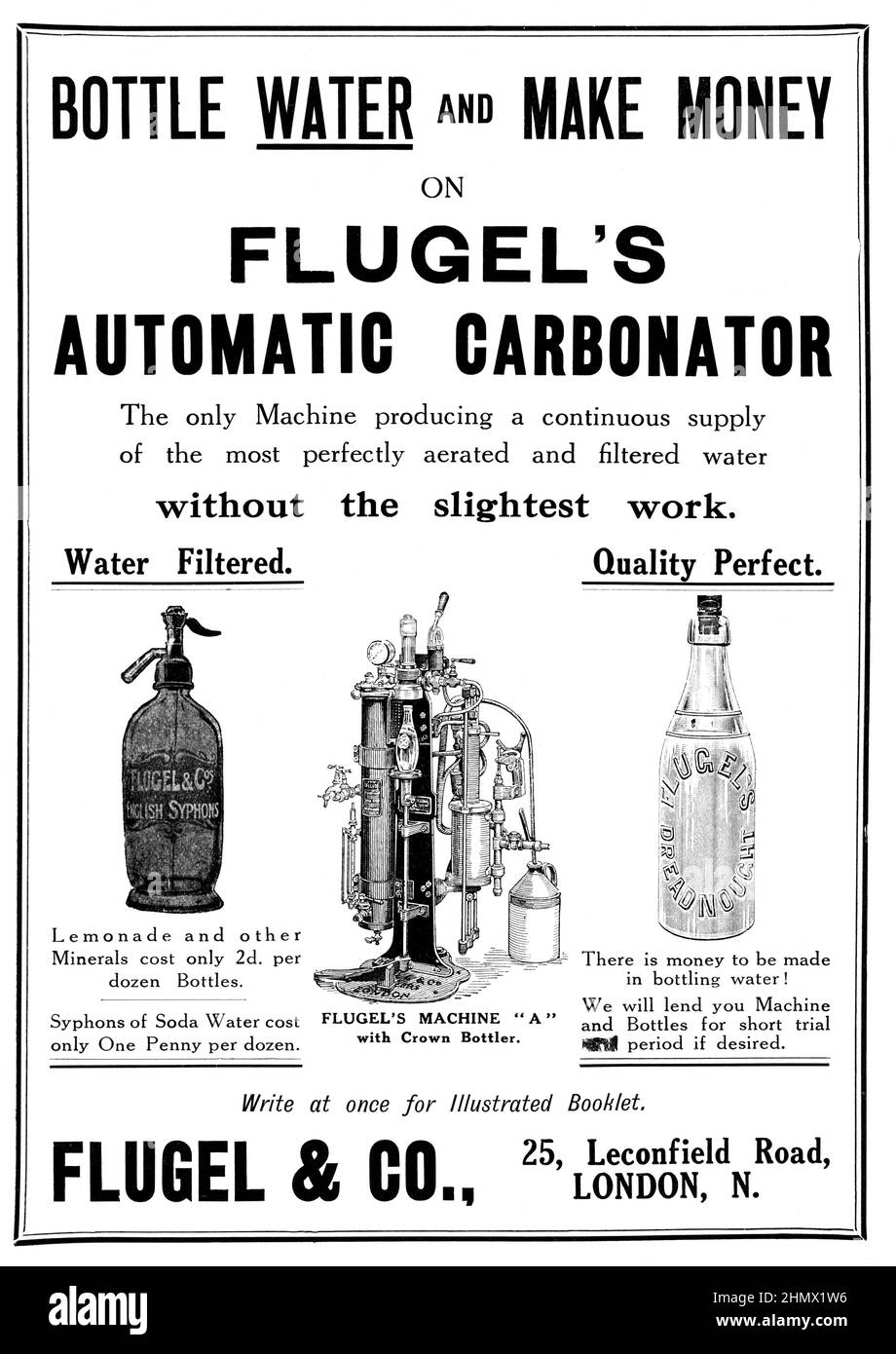 Une publicité vintage pour le carbonateur automatique de Flugel du Journal de commerce de Grocer, 1914 Banque D'Images