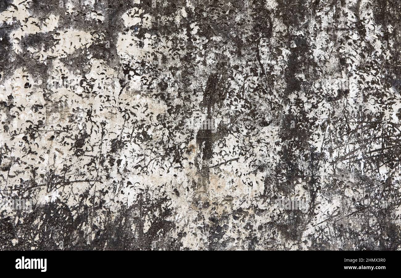 Texture abstraite vieux mur abîmé avec couleur naturelle noir et blanc Banque D'Images