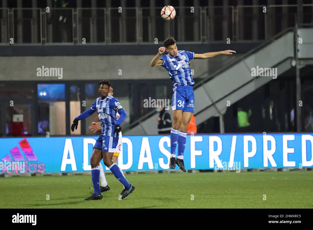 Amine Salama 34 Dunkerque lors du championnat français Ligue 2 match de football entre USL Dunkerque et Rodez AF le 12 février 2022 au stade Marcel Tribut à Dunkerque, France - photo Laurent Sanson / LS Medianord / DPPI Banque D'Images