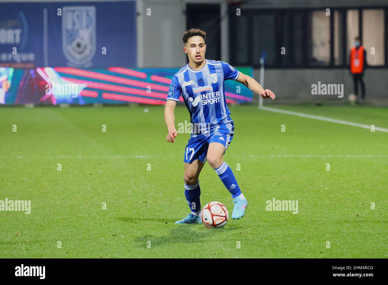 Bilal Brahimi 17 Dunkerque lors du championnat français Ligue 2 match de football entre USL Dunkerque et Rodez AF le 12 février 2022 au stade Marcel Tribut à Dunkerque, France - photo Laurent Sanson / LS Medianord / DPPI Banque D'Images