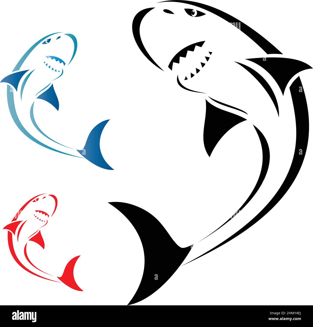 Illustration vectorielle de la bannière requin sur fond blanc. Illustration vectorielle superposée facile à modifier. Illustration de Vecteur