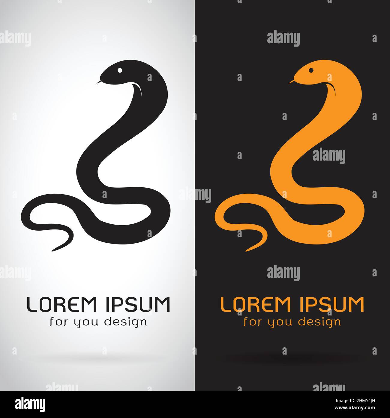 Image vectorielle de serpent sur fond blanc et noir, logo, symbole. Illustration vectorielle superposée facile à modifier. Illustration de Vecteur