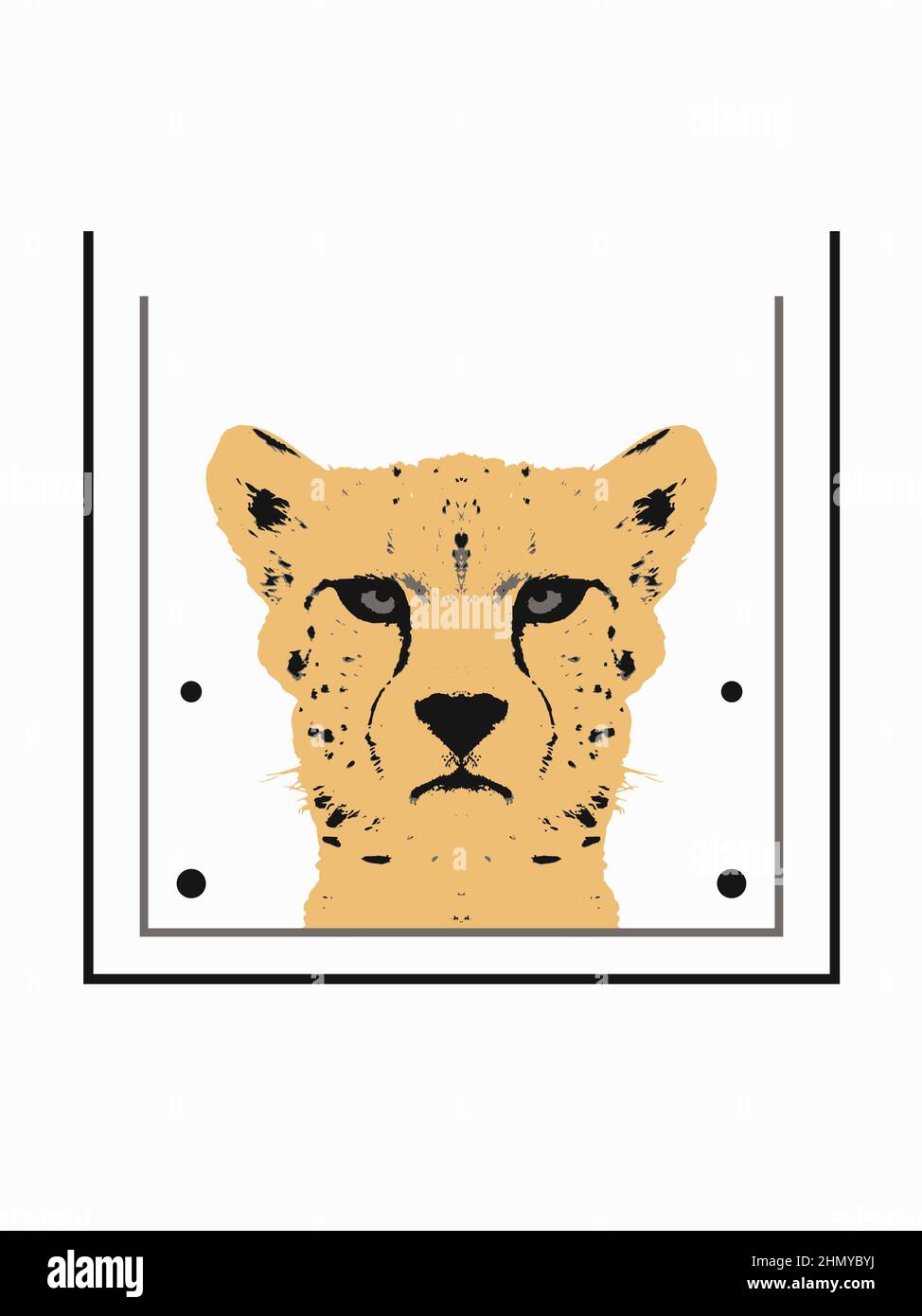 Tête de Cheetah et lignes géométriques, rendu 3D, illustration pour utilisation comme imprimé, logo, emblème et autre Banque D'Images