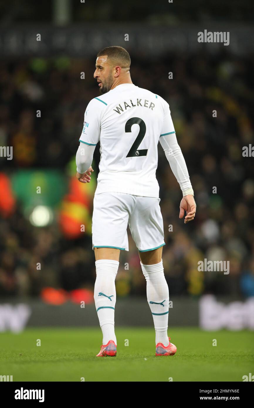 Norwich, Royaume-Uni. 12th févr. 2022. Kyle Walker (MC) au Norwich City contre Manchester City, match de la première ligue anglaise, à Carrow Road, Norwich. Crédit : Paul Marriott/Alay Live News Banque D'Images