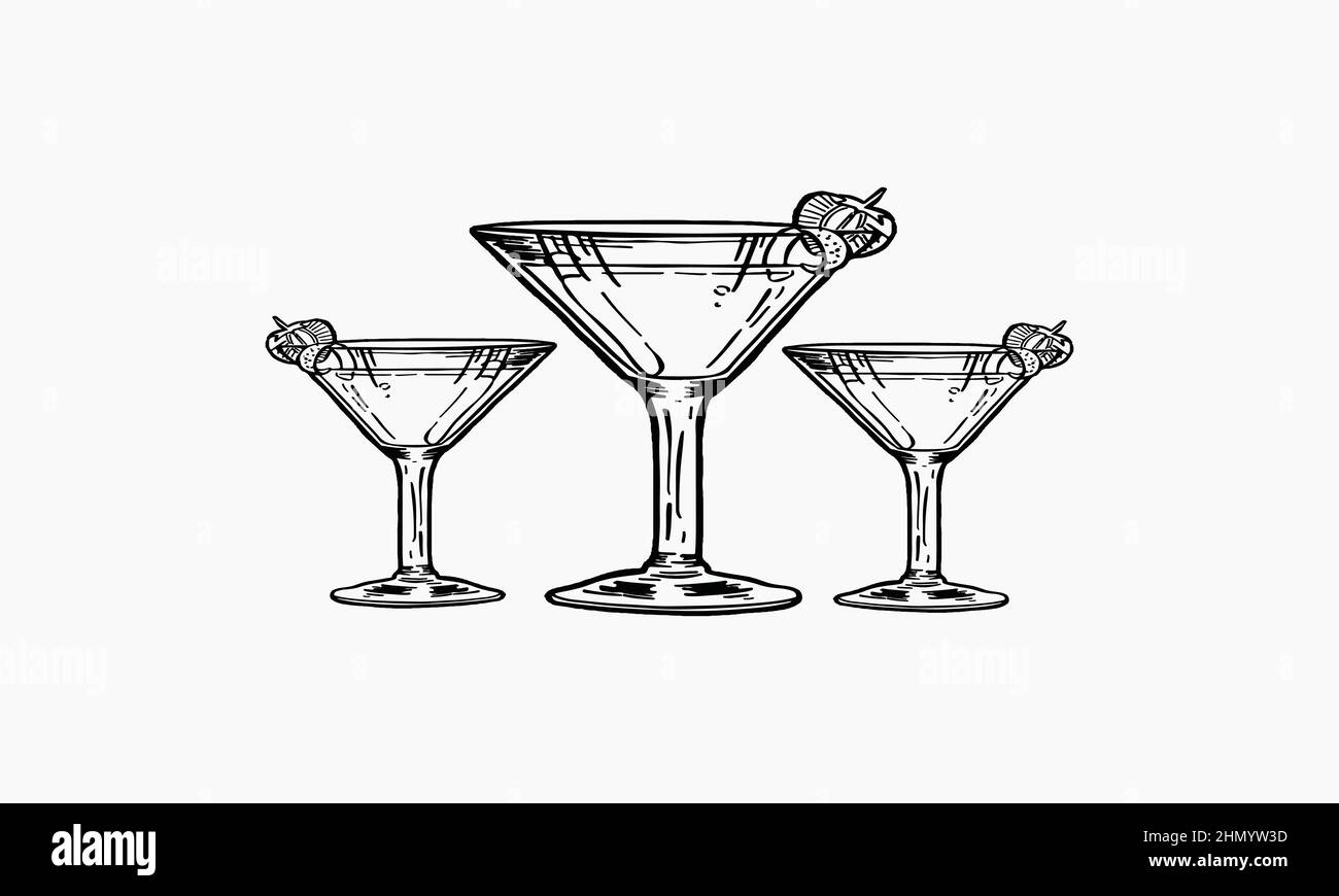 Collection de verrerie vide sur fond blanc. Illustration de Vecteur