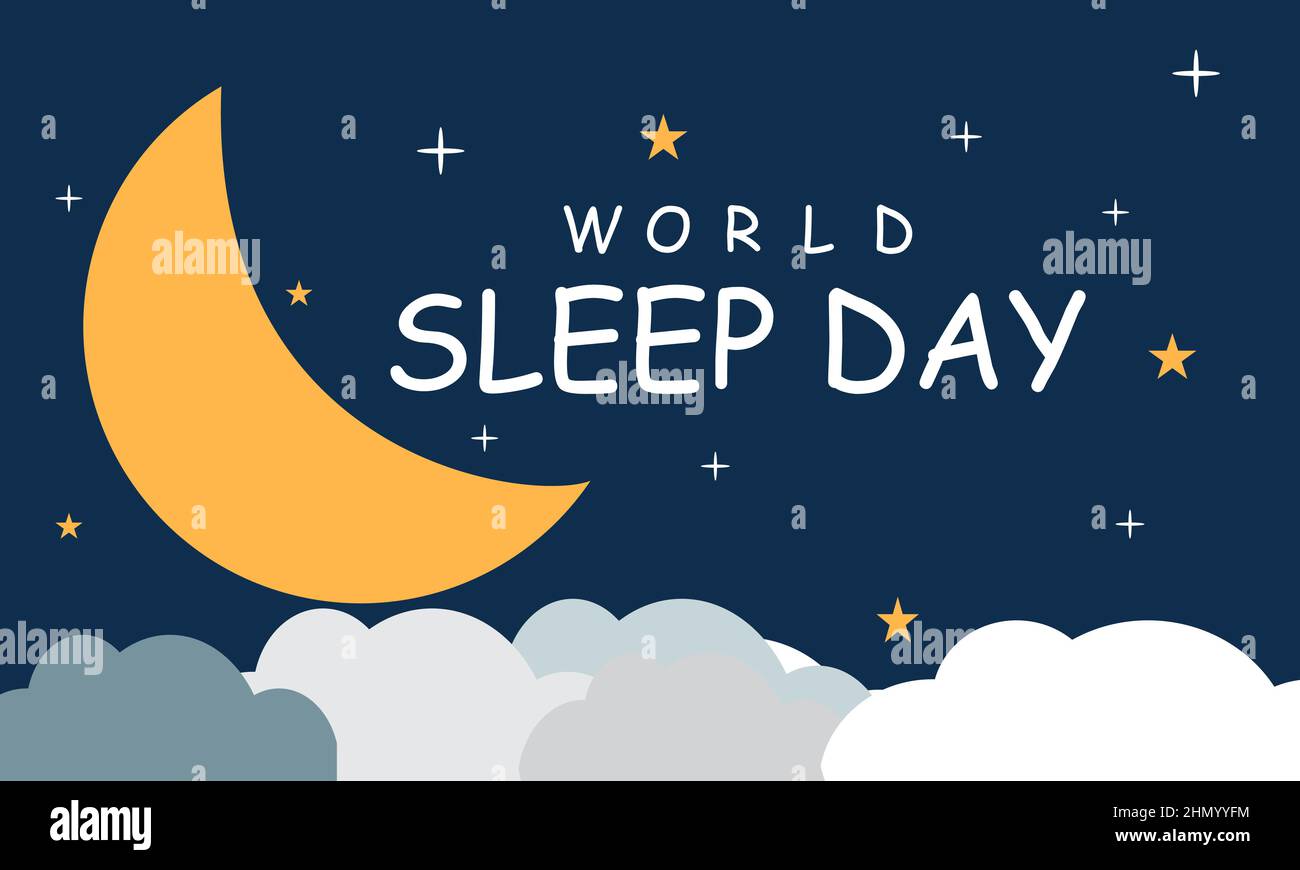 Journée mondiale du sommeil. Modèle de vecteur de vie saine pour bannière, carte, affiche, fond. Illustration de Vecteur