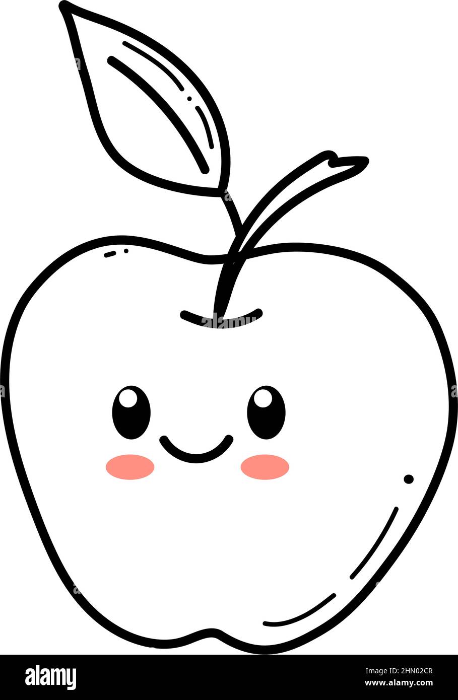 Personnage de pomme au visage amusant.Bonne jolie illustration de vecteur de pomme de dessin animé.Nourriture végétarienne saine caractère isolé des enfants Illustration de Vecteur
