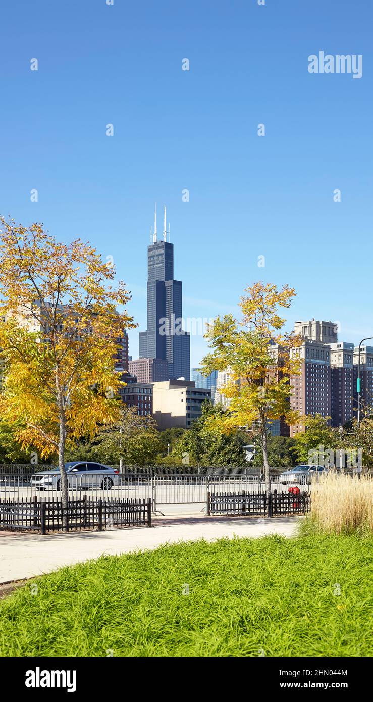 Chicago paysage urbain lors d'une journée ensoleillée d'été, États-Unis. Banque D'Images