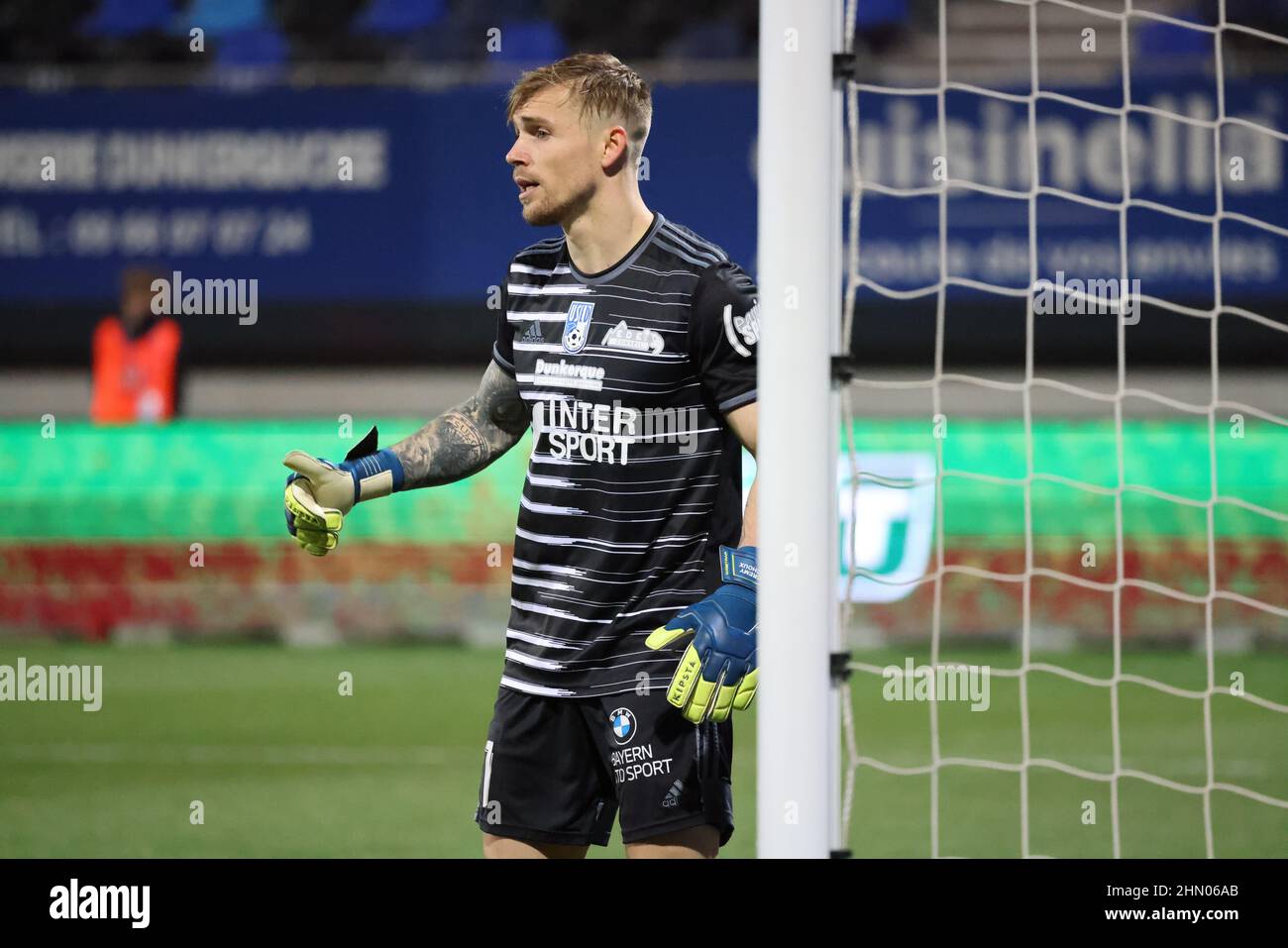 Jeremy Vachoux gardien de but Dunkerque lors du championnat français Ligue 2 match de football entre USL Dunkerque et Rodez AF le 12 février 2022 au stade Marcel Tribut à Dunkerque, France - photo: Laurent Sanson/DPPI/LiveMedia Banque D'Images