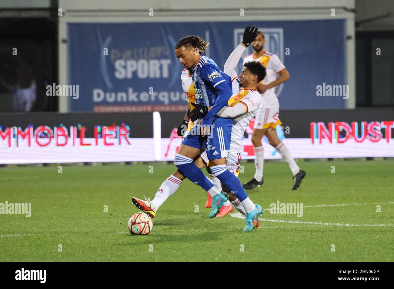 Iron Gomis 11 Dunkerque lors du championnat français Ligue 2, match de football entre USL Dunkerque et Rodez AF le 12 février 2022 au stade Marcel Tribut de Dunkerque, France - photo: Laurent Sanson/DPPI/LiveMedia Banque D'Images
