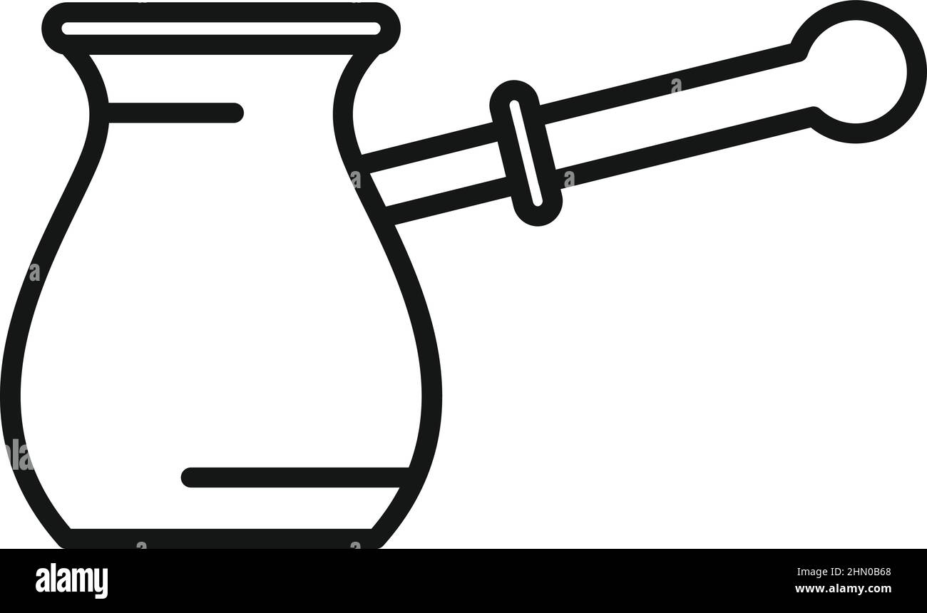 Vecteur de contour de l'icône de la cafetière du petit déjeuner. Menu du matin Illustration de Vecteur