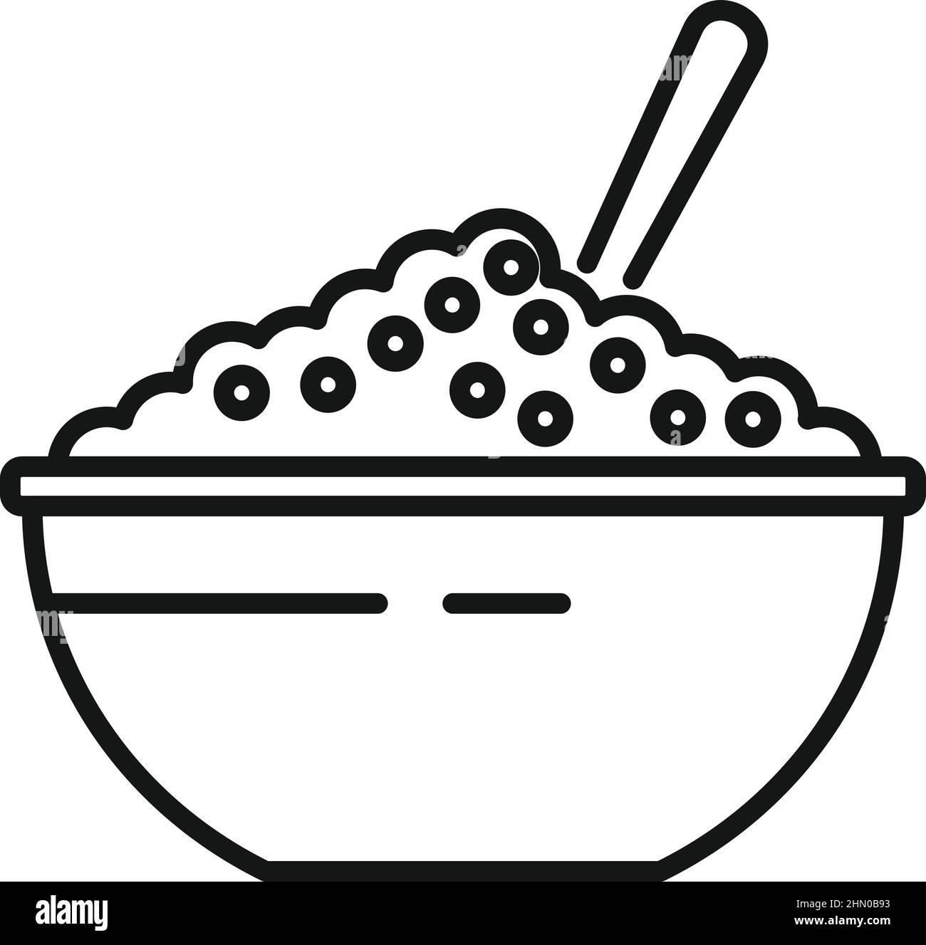 Vecteur de contour d'icône de petit déjeuner de céréales. Repas Illustration de Vecteur