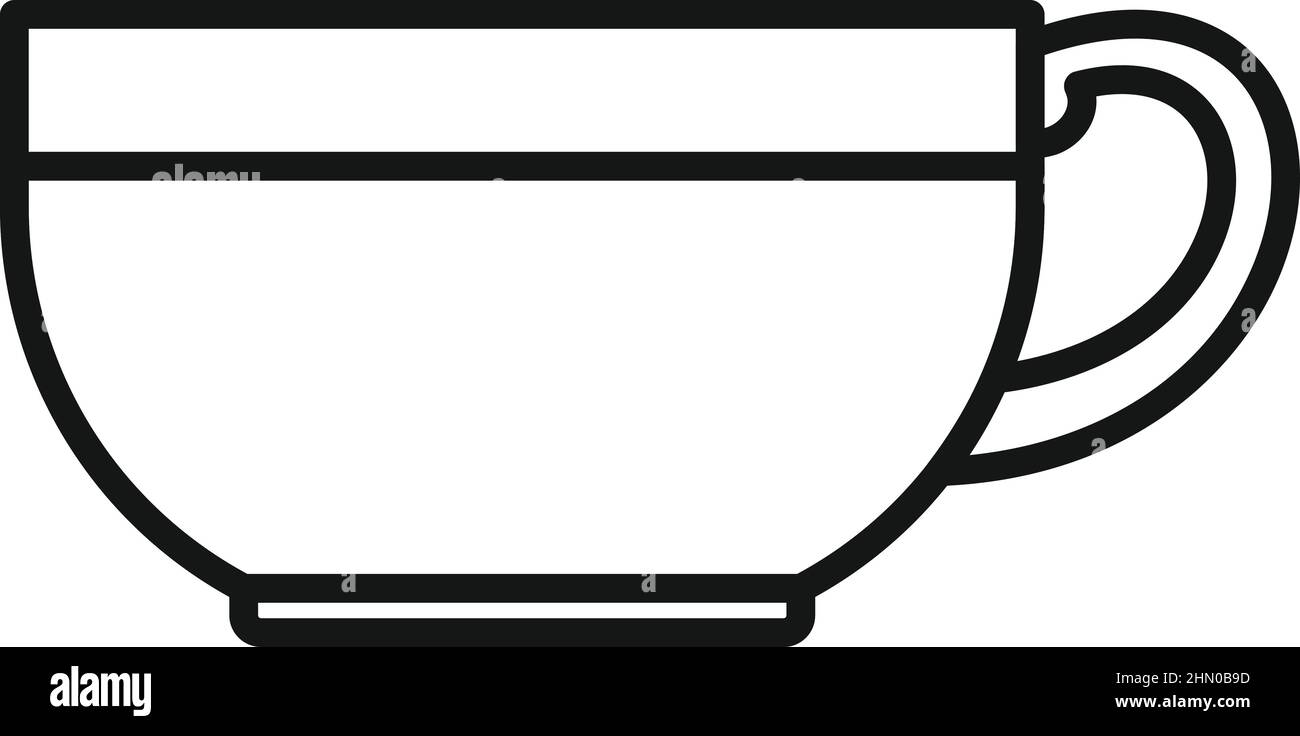 Vecteur de contour d'icône de tasse de thé de petit déjeuner. Repas Illustration de Vecteur