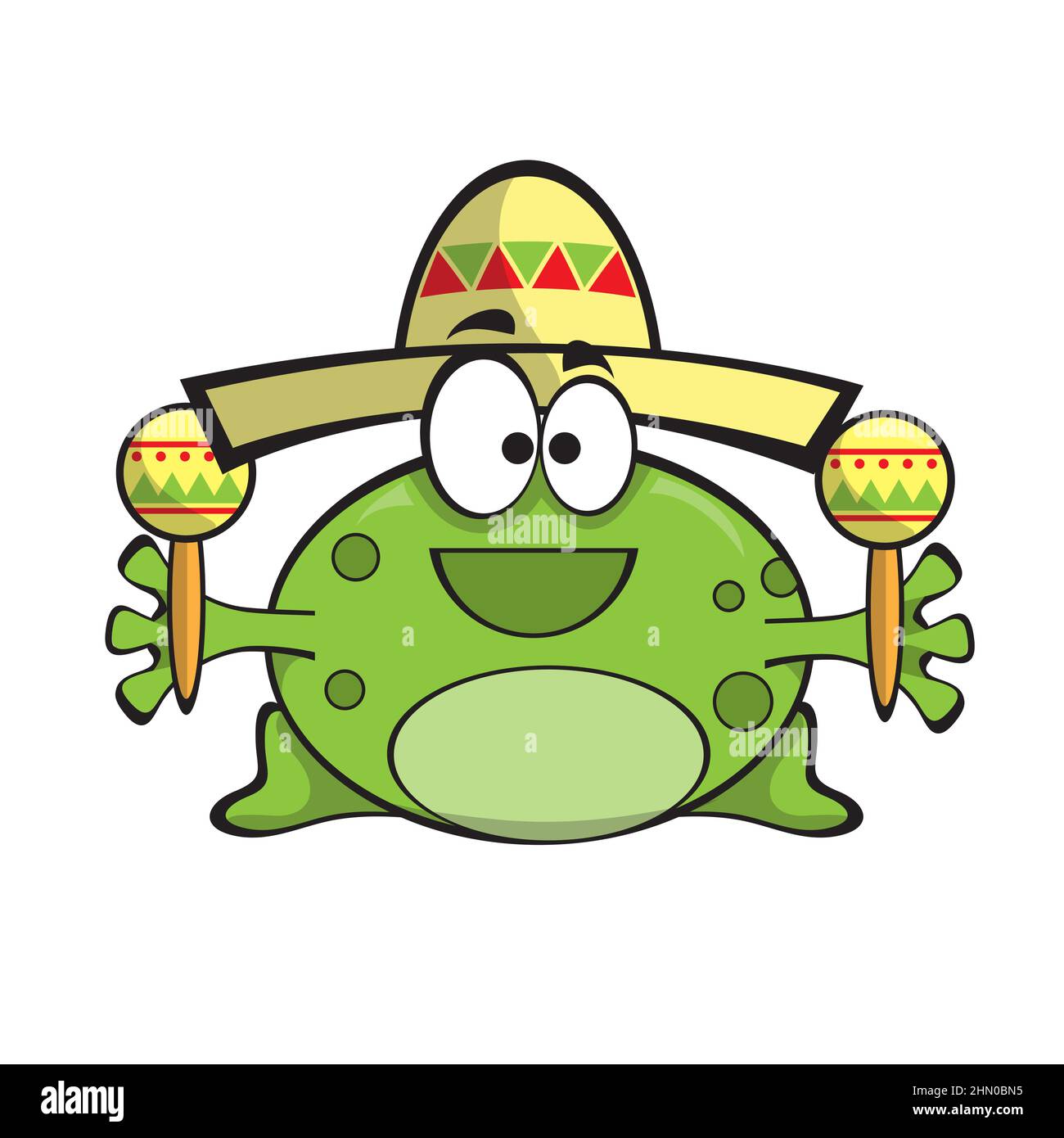 Grenouille dans un sombrero avec des maracas. Style mexicain. Illustration  vectorielle de dessin animé en blanc Image Vectorielle Stock - Alamy