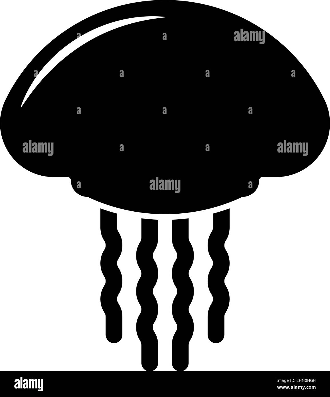 Icône méduse noir couleur vecteur illustration image plat style simple Illustration de Vecteur