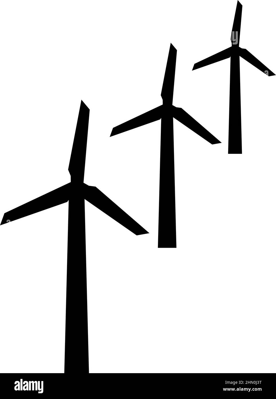 Éoliennes turbine puissance éolienne énergie propre concept icône noir couleur vecteur illustration image plate style simple Illustration de Vecteur