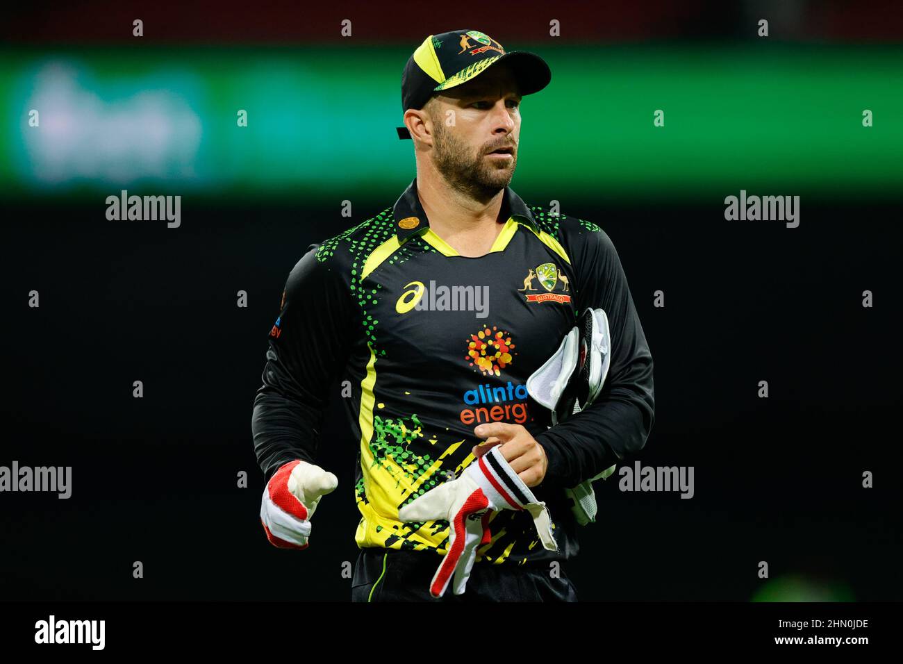 Sydney, Australie. 13th févr. 2022. Matthew Wade, d'Australie, se penche sur le match international T20 entre l'Australie et le Sri Lanka au Sydney Cricket Ground, Sydney, Australie, le 13 février 2022. Photo de Peter Dovgan. Utilisation éditoriale uniquement, licence requise pour une utilisation commerciale. Aucune utilisation dans les Paris, les jeux ou les publications d'un seul club/ligue/joueur. Crédit : UK Sports pics Ltd/Alay Live News Banque D'Images