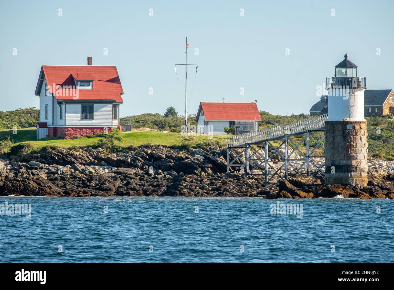 Phare de RAM Island, côte du Maine Banque D'Images