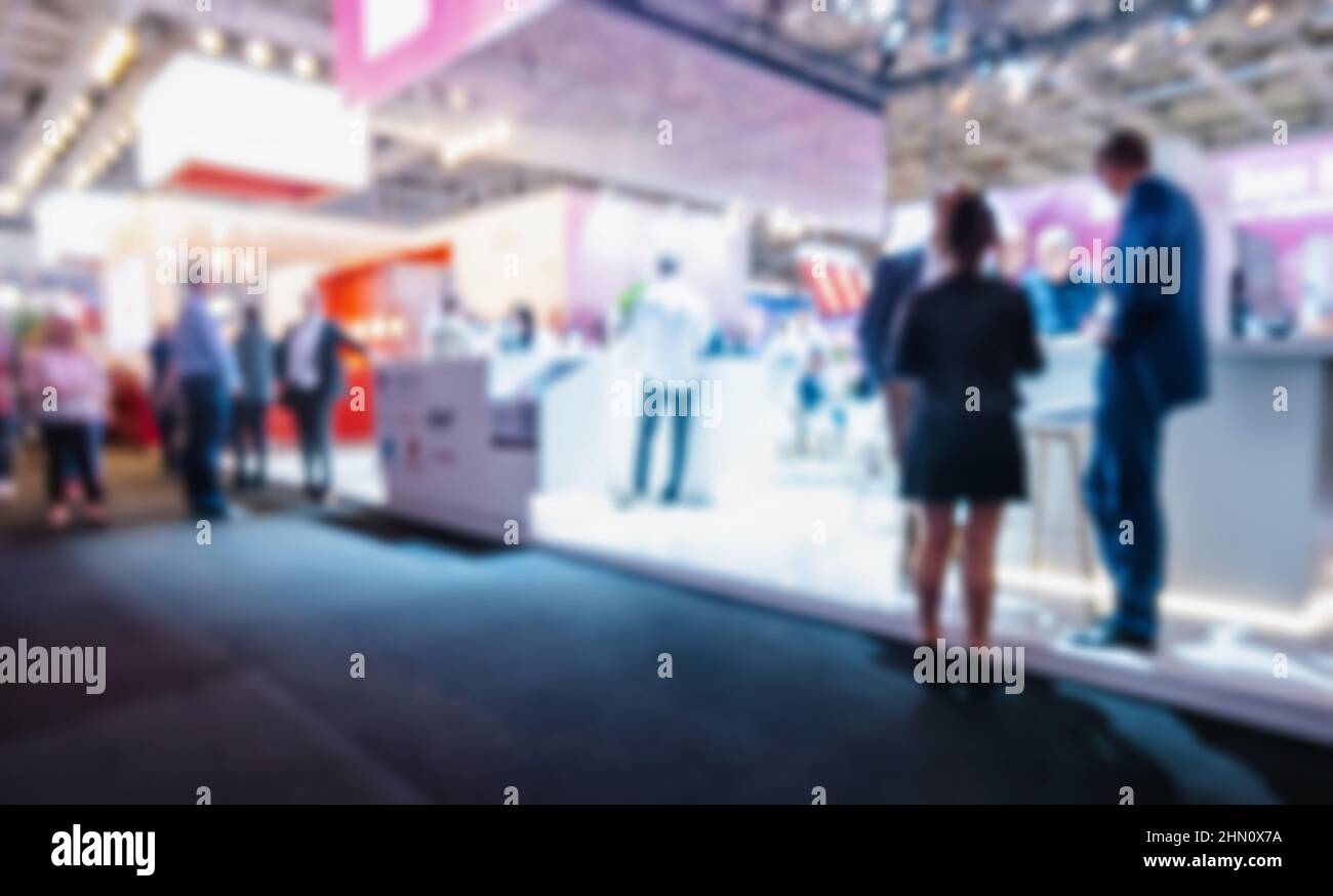 Un arrière-plan flou, d'événement public Exhibition Hall, business trade show concept Banque D'Images