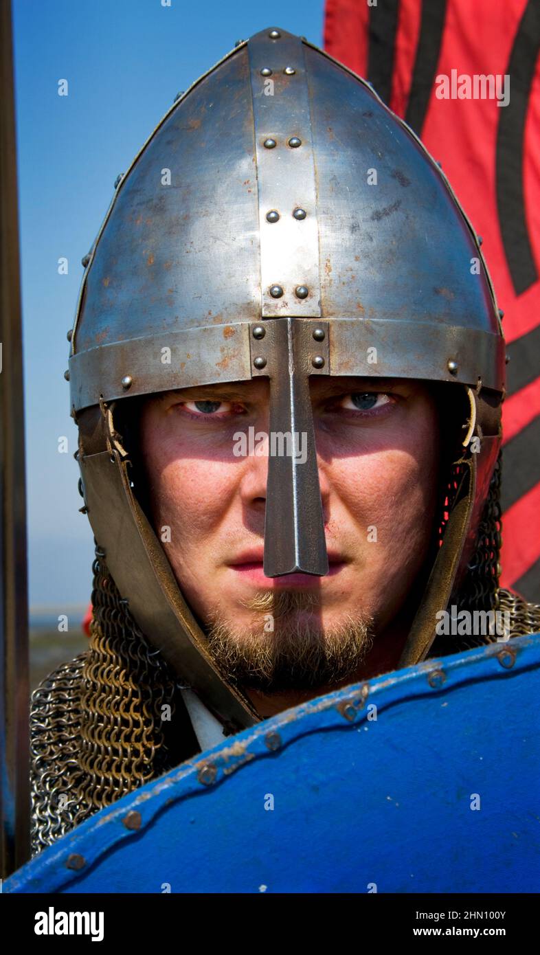 Jeune guerrier viking, réacteur avec barbe Banque D'Images