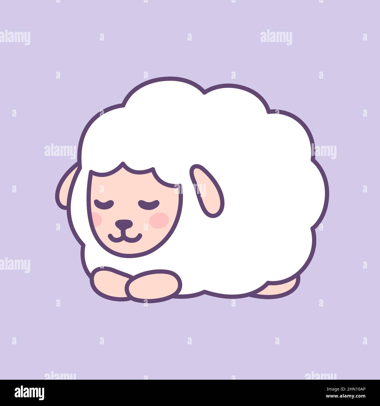 Joli dessin animé dormir bébé mouton. Adorable dessin de petit agneau, illustration vectorielle. Illustration de Vecteur