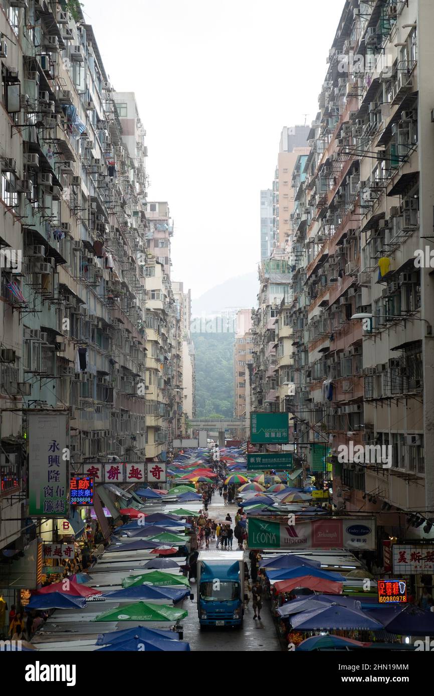 Vue sur la rue Fa Yuen à Hong Kong Banque D'Images