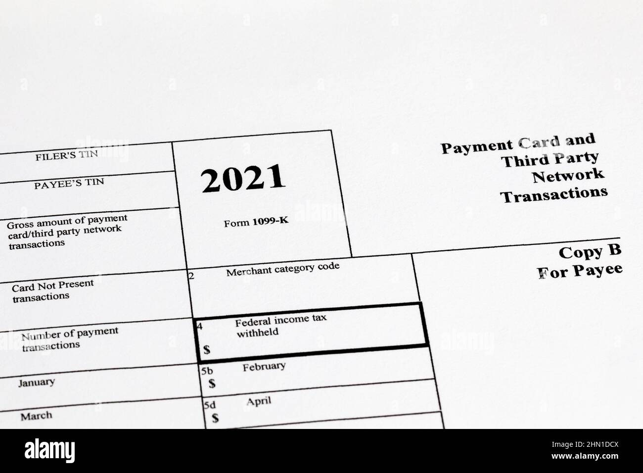 1099k formulaire fiscal. E-commerce, paiement numérique et concept de revenu. Banque D'Images