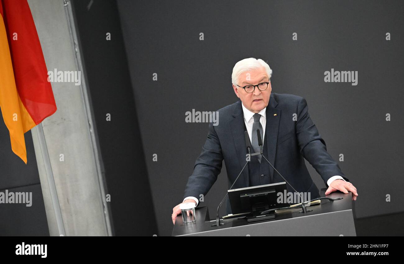 Berlin, Allemagne. 13th févr. 2022. Le président fédéral Frank-Walter Steinmeier. Credit: Bernd Von Jutrczenka/dpa/Alay Live News Banque D'Images