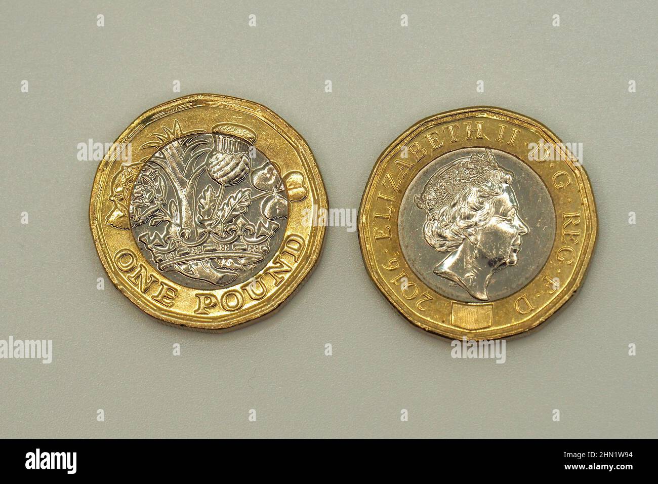 Une (1) livre de monnaie, livre sterling (GBP), Royaume-Uni, Angleterre, Europe Banque D'Images
