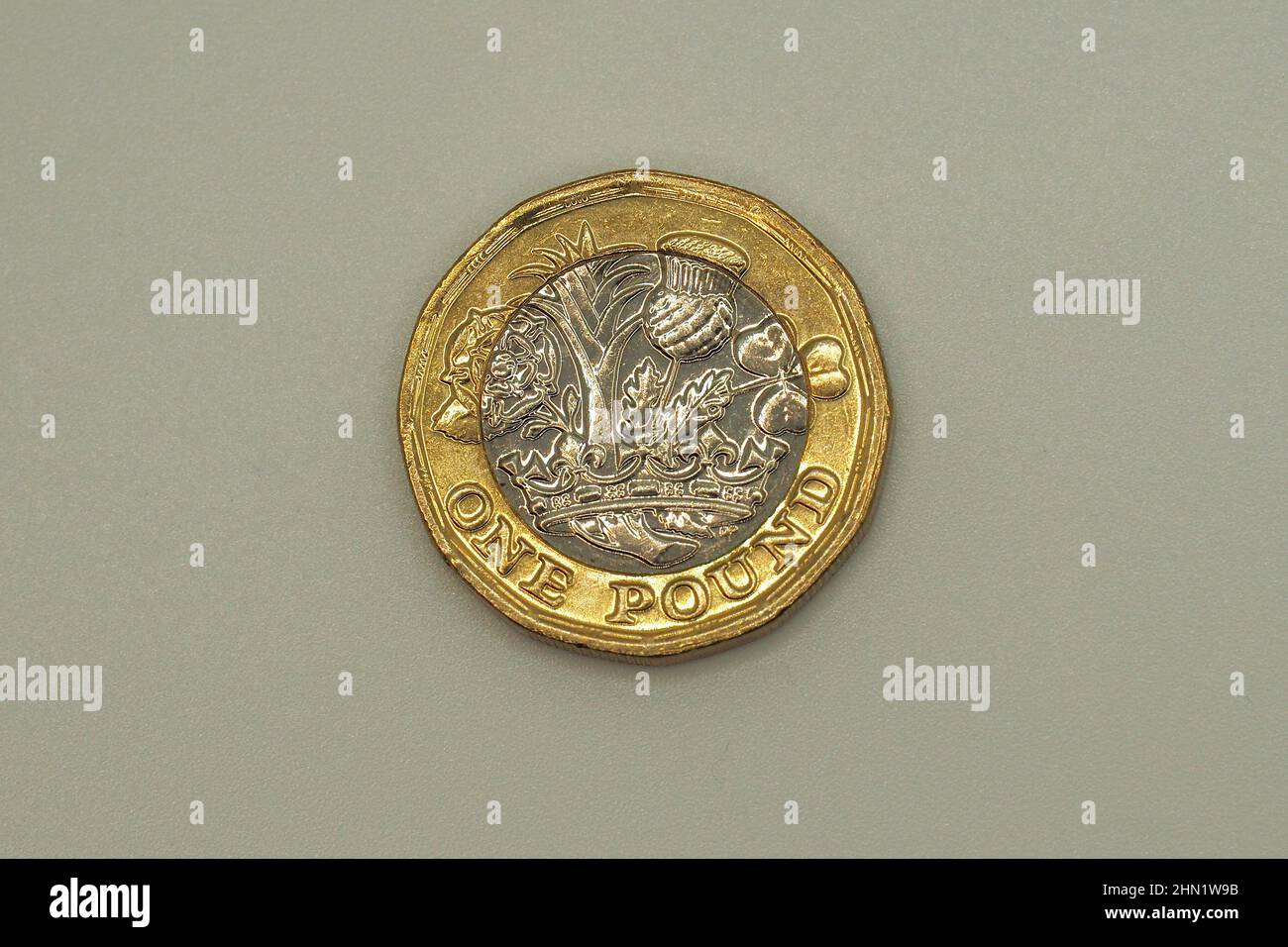 Une (1) livre de monnaie, livre sterling (GBP), Royaume-Uni, Angleterre, Europe Banque D'Images