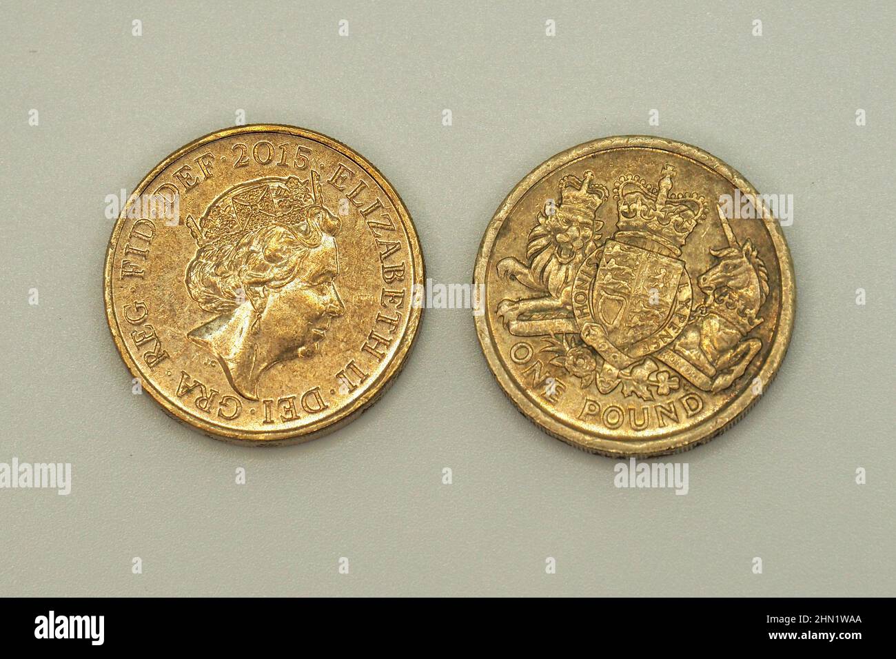 Une (1) livre de monnaie, livre sterling (GBP), Royaume-Uni, Angleterre, Europe Banque D'Images
