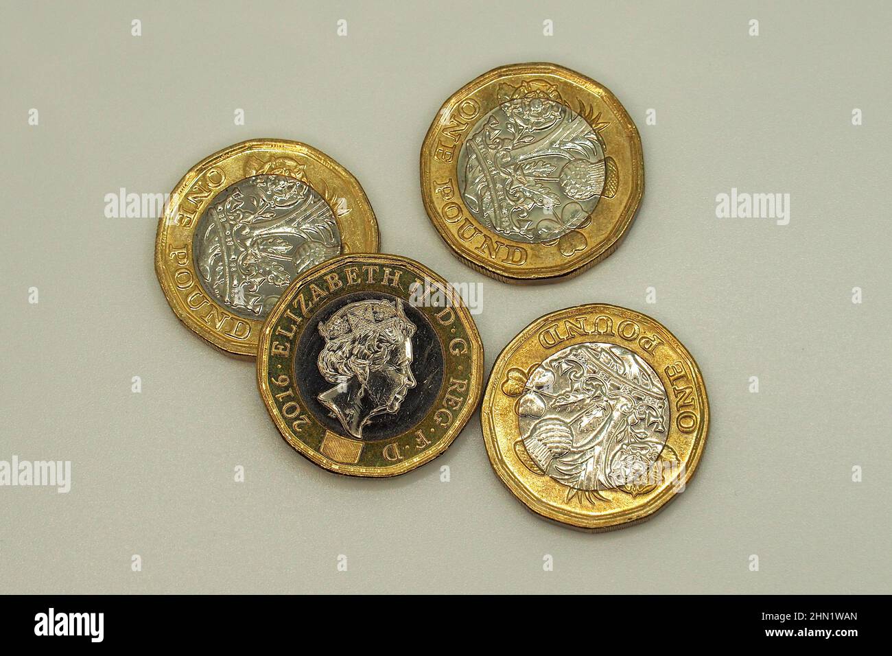Une (1) livre de monnaie, livre sterling (GBP), Royaume-Uni, Angleterre, Europe Banque D'Images
