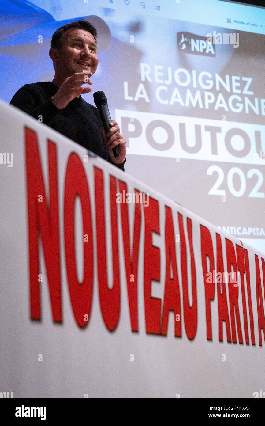 France, Bretagne, Saint-Malo le 2022-02-11. Réunion publique à Saint-Malo du Nouveau Parti anticancéreux (NPA) en présence d'Oliver Besancenot, s Banque D'Images