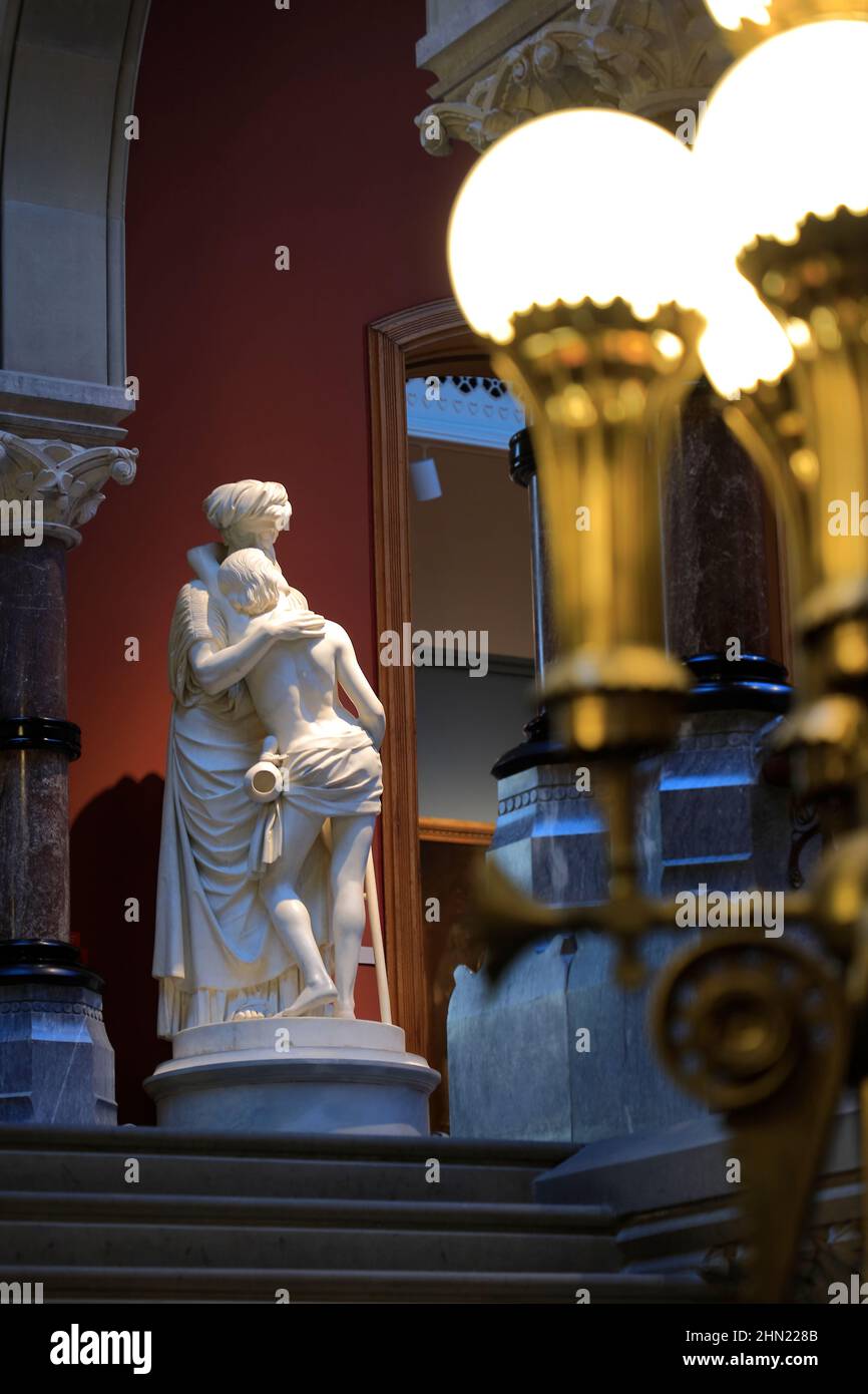 Statue en marbre du Prodigal son (1857) du sculpteur américain Joseph Mozier (1812-1870) exposée à l'Académie des Beaux-Arts de Pennsylvanie.Philadelphia.Pennsylvania.USA Banque D'Images