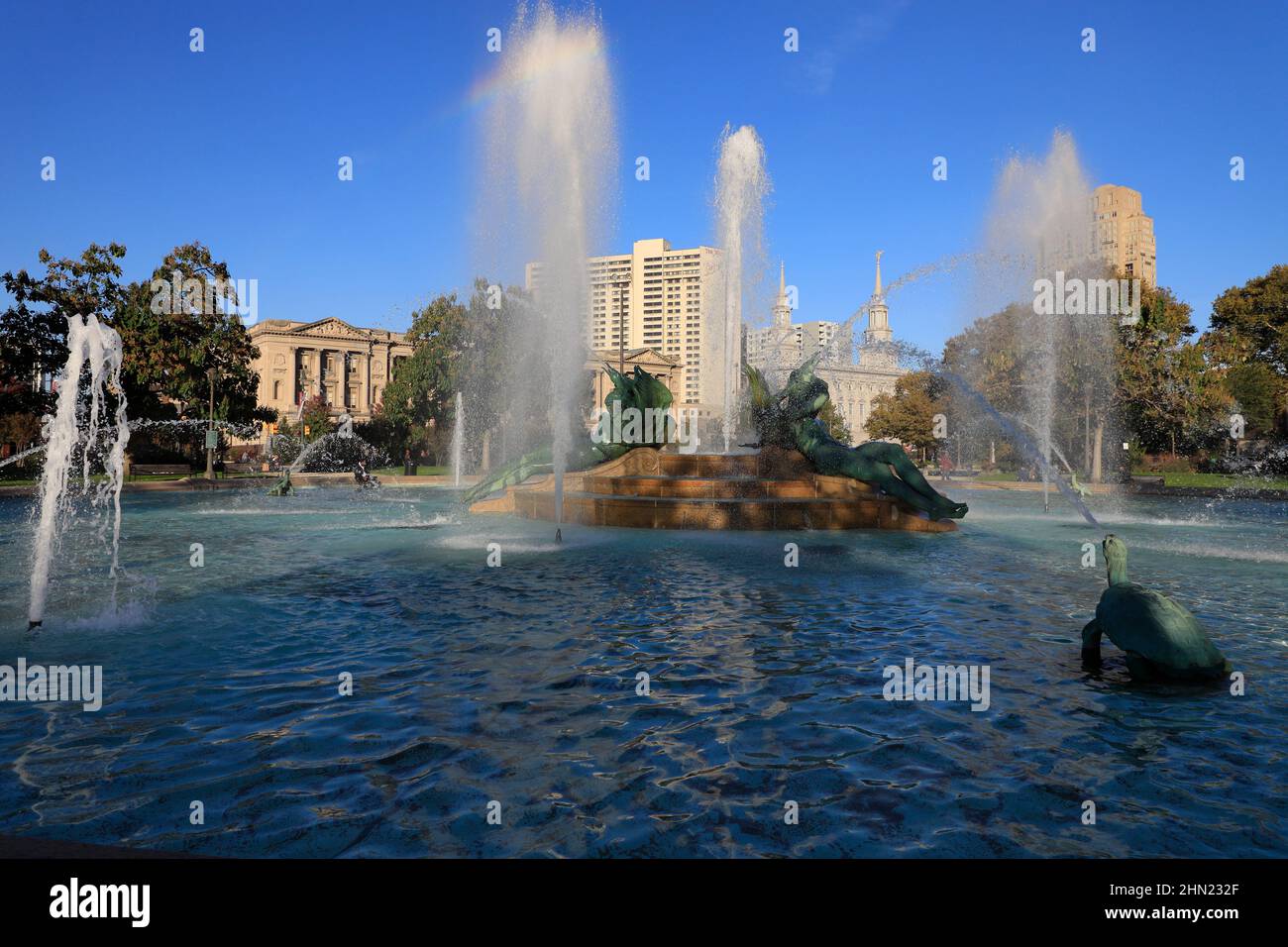 The Swann Memorial Fountain aka Fountain of the Three Rivers in Logan Square.Philadelphia.Pennsylvania.USA Banque D'Images