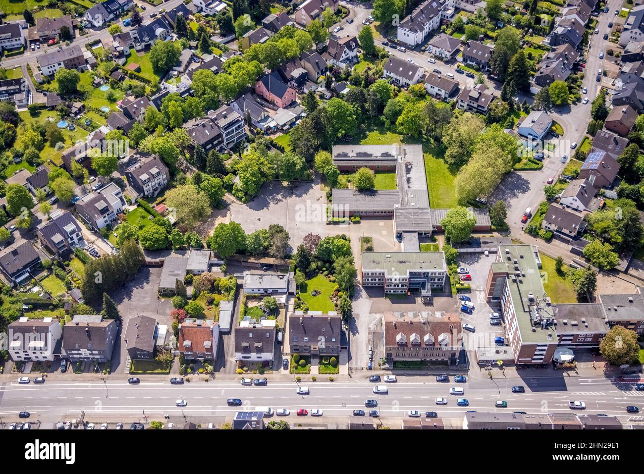 Photographie aérienne, Lierbergschule - Städt. École primaire, Speldorf, Mülheim an der Ruhr, région de la Ruhr, Rhénanie-du-Nord-Westphalie, Allemagne, éducation, educa Banque D'Images