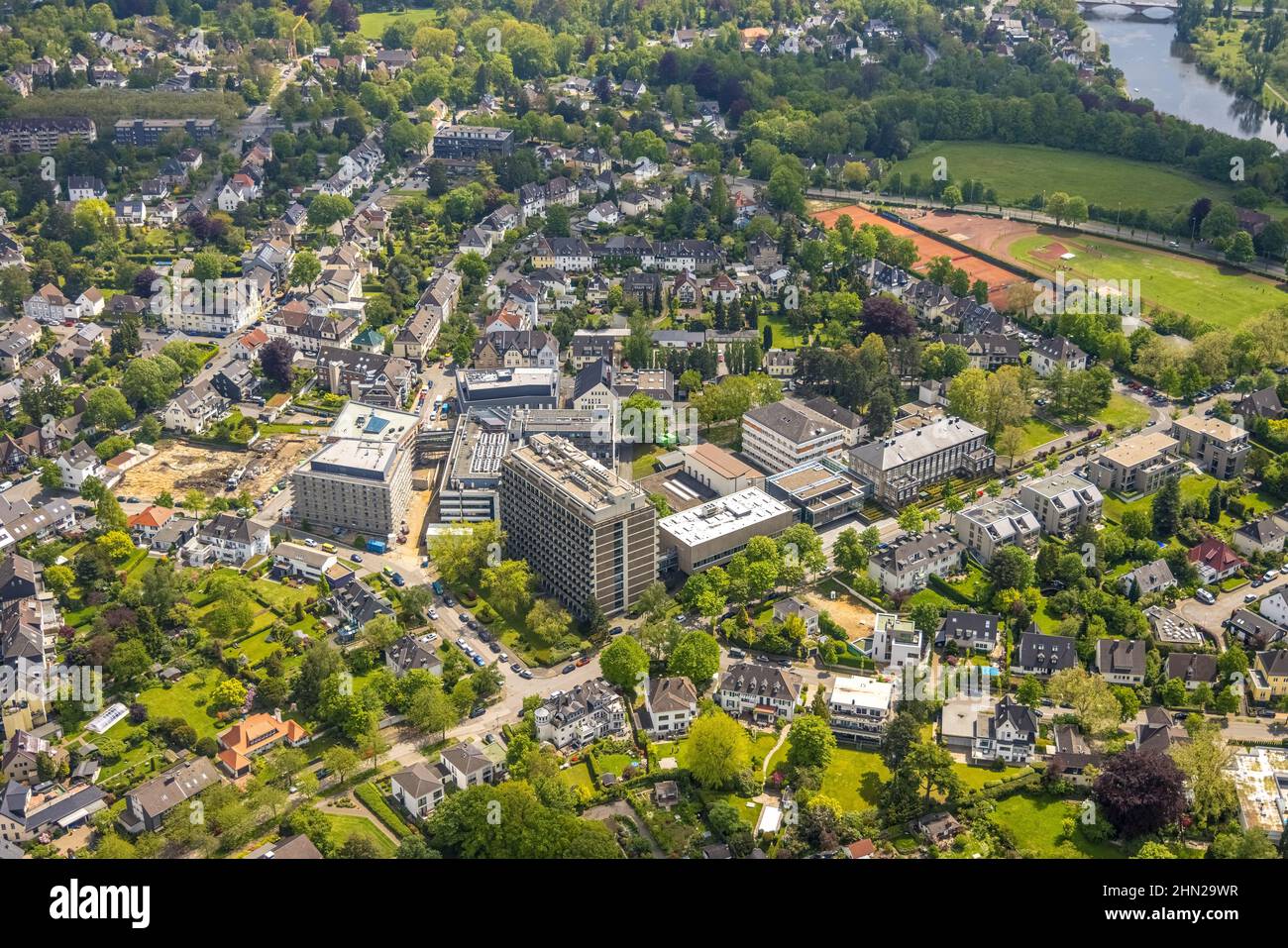 Photographie aérienne, Institut Max Planck, chantier, Holthausen - Ouest, Mülheim an der Ruhr, région de la Ruhr, Rhénanie-du-Nord-Westphalie, Allemagne, constructi Banque D'Images